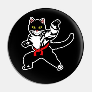 Ninja Kitty Sticker - The Karate Kicking Cat. Cute black cat punching and kicking like a Tae Kwon Do martial arts master! Pin