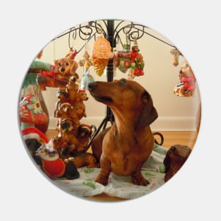 Christmas Dachshund (Version 2) Pin