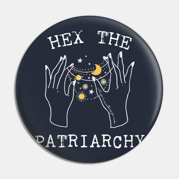 Hex The Patriarchy Femіnist Witch Funny Magical Mystical Magic moon Pin by Meteor77