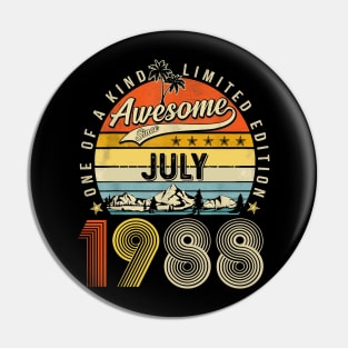 Awesome Since July 1988 Vintage 35th Birthday Pin