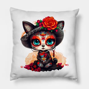 Dia de los Muertos Cat #3 Pillow