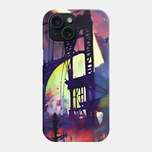 Abstract painting Manhattan bridge Phone Case