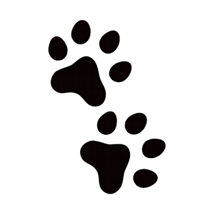 Paw print animal track sticker, black and white T-Shirt