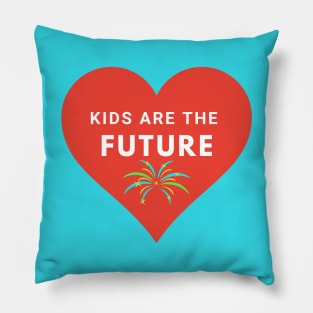 Red and Blue heart Kids are the Future Typography Pillow