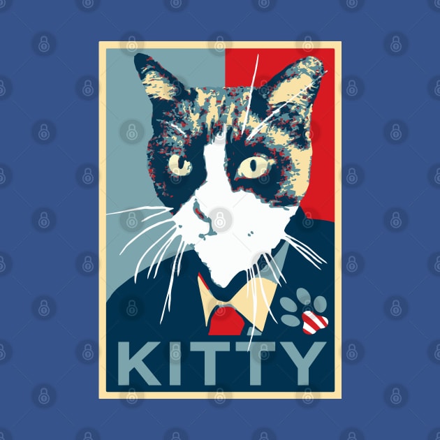 Cat running for president (Obama Hope logo) by sketchpets