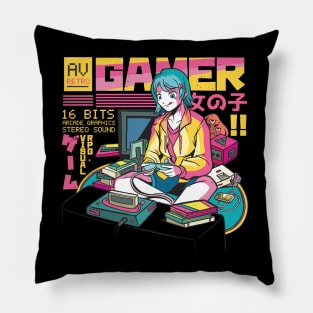 Gamer Girl Retro Gaming Zocken Anime Pillow