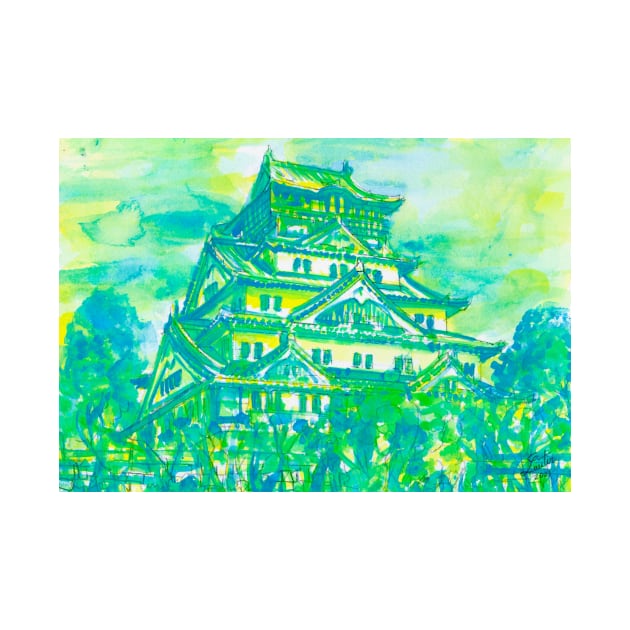 OSAKA CASTLE - watercolor painting by lautir