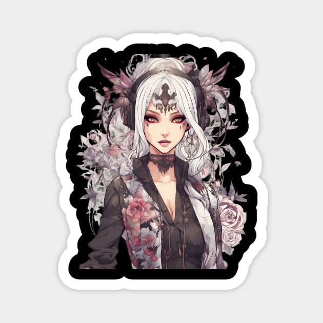 Melancholy Moonlight Emo Goth Anime Girl Universe Magnet by animegirlnft