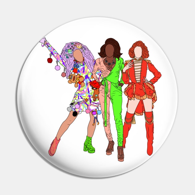 Gigi Goode, Jaida Essence Hall and Crystal Methyd Pin by doctorbihcraft