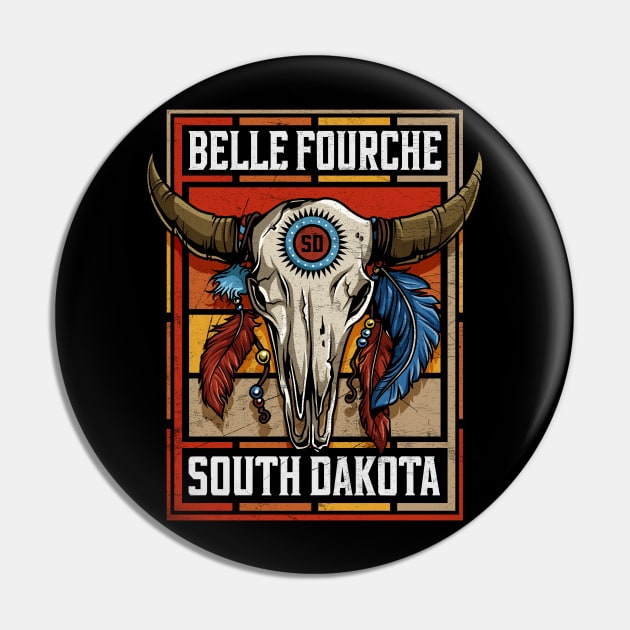 Belle Fourche South Dakota Native American Bison Skull Pin by SouthDakotaGifts