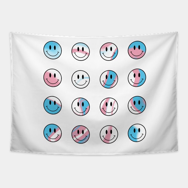 Mini Smiley Faces Bundle - Trans Pride Tapestry by JuneNostalgia