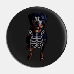 Rottweiler Halloween skeleton Pin