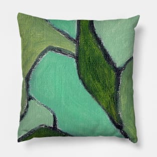 Sap Green Abstract Art Pillow