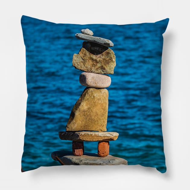 Balanced Debris. Rock Stacking Photography Pillow by love-fi