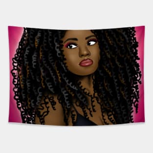 black woman with curls Tapestry