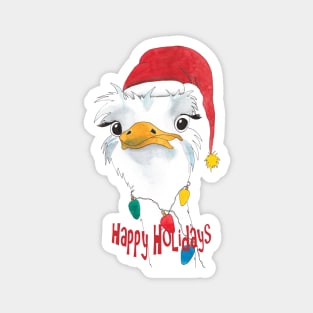 Christmas greetings from Ostrich, in watercolors Magnet