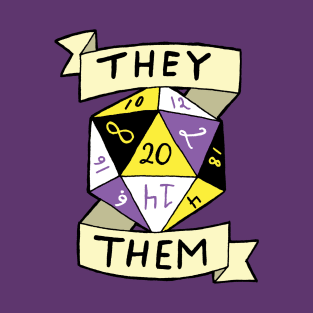 LGBTQIA+ Nonbinary They Them d20 TTRPG Pronoun Dice T-Shirt