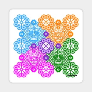 mexican skull floral picnic Magnet