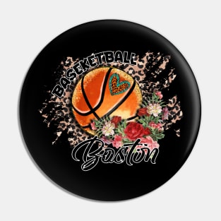 Aesthetic Pattern Boston Basketball Gifts Vintage Styles Pin