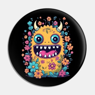 Cute yellow little funny monster gift ideas Pin