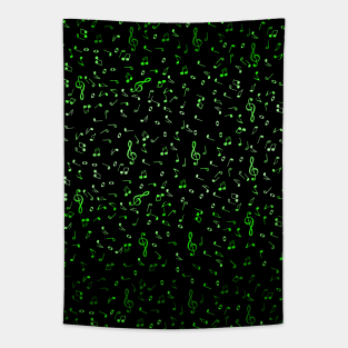 Green Gradient Music Notes Tapestry