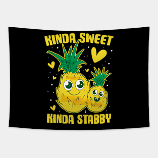 Kinda Sweet Kinda Stabby Funny Pineapple Gift Tapestry