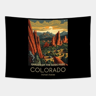 A Vintage Travel Illustration of the Garden of the Gods Park - Colorado - US Tapestry