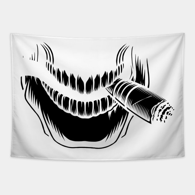 scary teeth face mask Tapestry by PIIZ