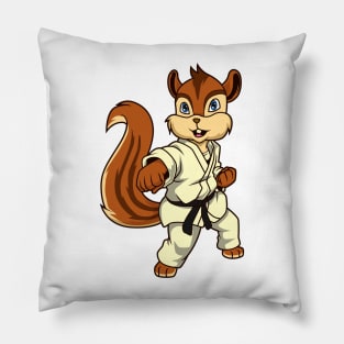 Cartoon chipmunk doing karate Pillow