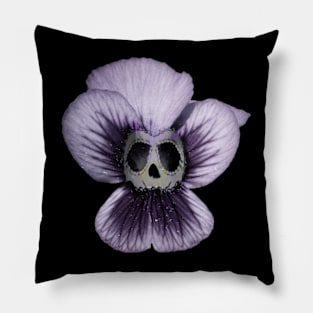 Pansy Purple Skull Flower Pillow