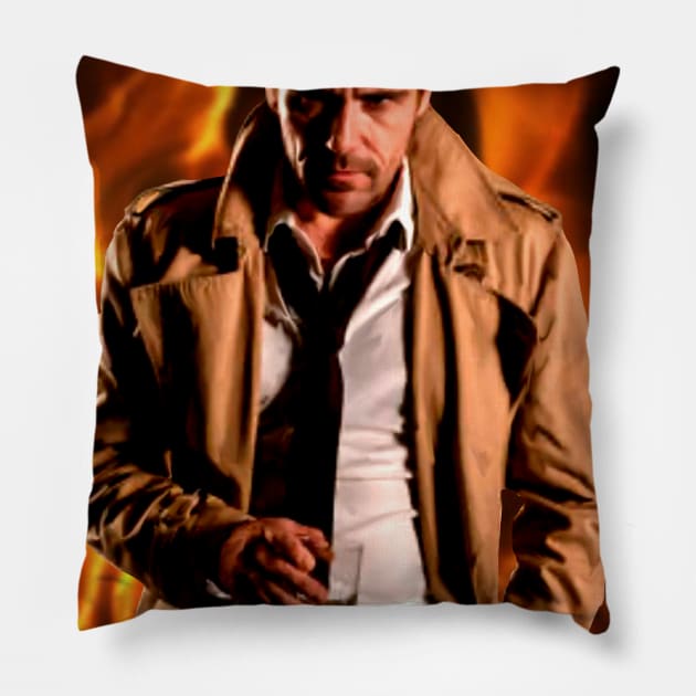 Johnny C in flames Pillow by Diversions pop culture designs