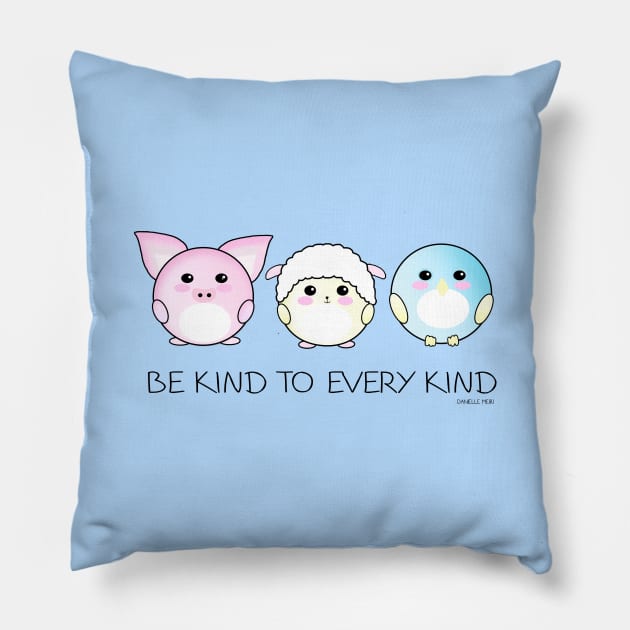 Be kind to every kind (black text) Pillow by Danielle