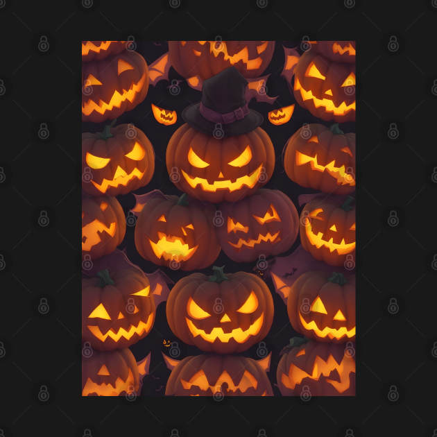 Halloween Spooky Orange Pumpkin Pattern by TrendyTees