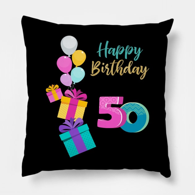 Happy 50th Birthday Pillow by RioDesign2020