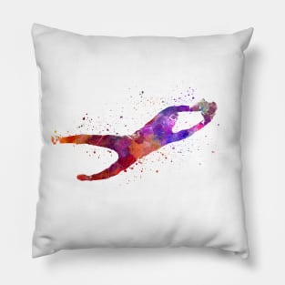 Soccer player in watercolor Pillow