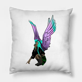 Blue haired angel Pillow