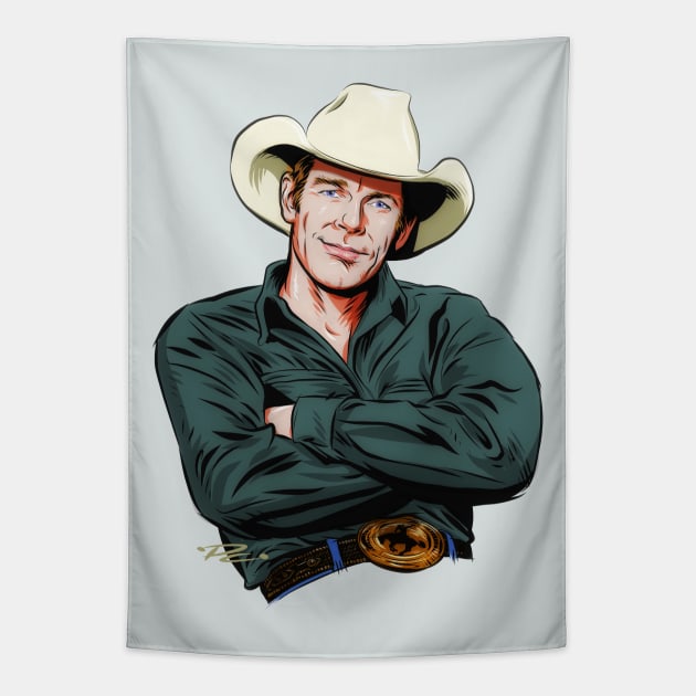 Chris LeDoux - An illustration by Paul Cemmick Tapestry by PLAYDIGITAL2020