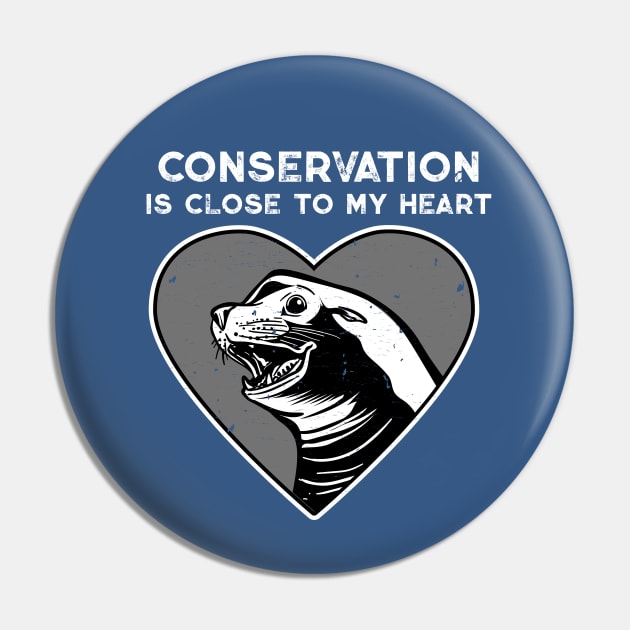 Sea Lion Conservation Heart Pin by Peppermint Narwhal