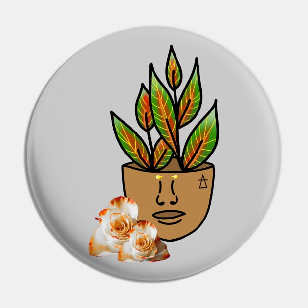 Tropical House Plant - White & Orange Rose Pin by Tenpmcreations