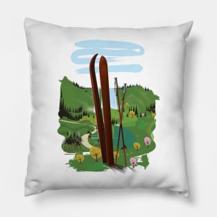 Ski travel landscape Pillow