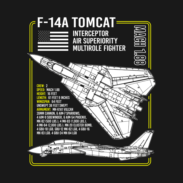 F-14 Tomcat Blueprint US Carrier Aircraft War Plane Airplane America by BeesTeez
