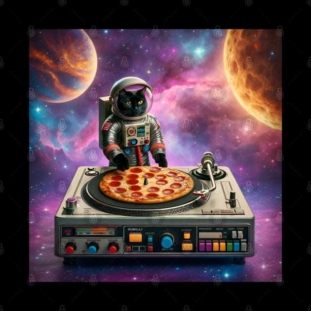 Dj Pizza Black Cat in Space by VisionDesigner