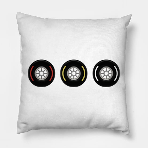 Soft, Medium and Hard Tyres - F1 Tyre Compounds Pillow by GreazyL