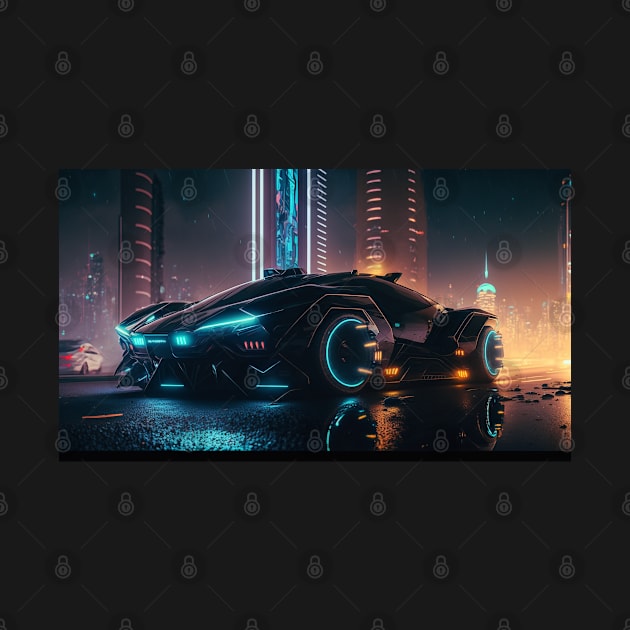 Black futuristic sleek sportscar, generative AI by Thedesignstuduo