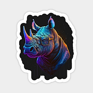 Retrowave Rhino Magnet