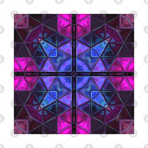 Mosaic Kaleidoscope Square Blue and Purple by WormholeOrbital