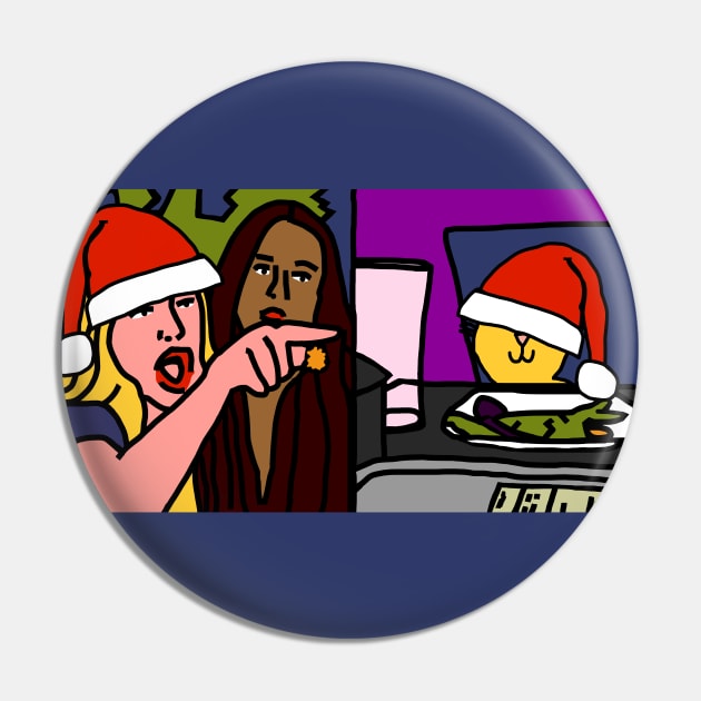 Woman Yelling at Cat Meme Christmas Pin by ellenhenryart