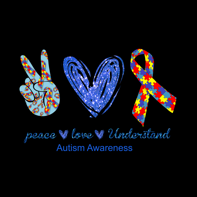 Peace Sign Heart Peace Love Understand Autism Awareness Gift by yasakiskyway