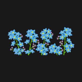 Forget Me Not Light Blue Wild Flowers - Summer & Spring Floral Hand-drawn Artwork T-Shirt