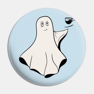 Cute Halloween Ghost Holding Coffee Pin